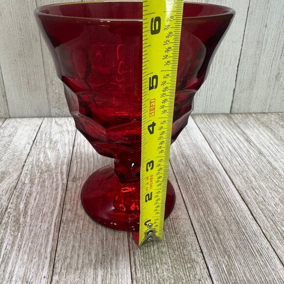 Vintage Viking Georgian Ruby Red Water Wine Goblet Honeycomb Design 6" Tall - Picture 5 of 7